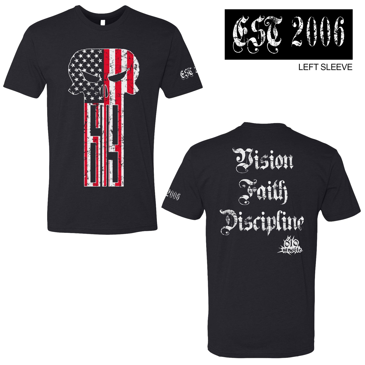 619 Punisher Flag Tee Black