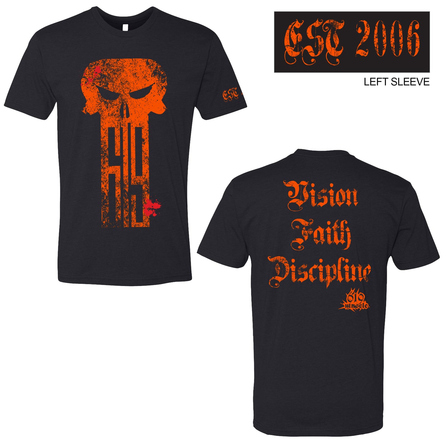 619 Punisher Tee Orange Skull
